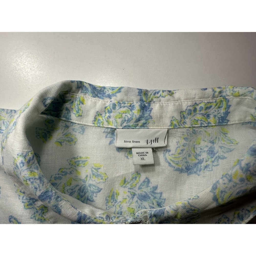 J Jill Love Linen Shirt Womens XL Blue Green Paisley Print Long Sleeve Button Up - Picture 5 of 8